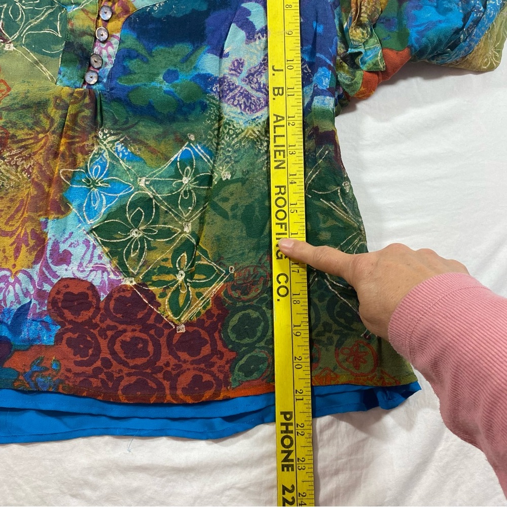 Coldwater Creek Silk Top Colorful Women's Top Lon… - image 3